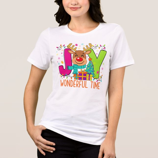 "JOYful Reindeer Christmas Tee" (Frente)