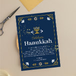 Joyous Hanukkah Celebração!" Cartões de agradecime<br><div class="desc">Celebre o Festival das Luzes conosco! Junte-se a nós para uma noite cheia de calor, riso e tradição como nos reunimos para comemorar Chanucá. Desfrute de uma comida deliciosa, jogos festivos e da companhia de familiares e amigos. Vamos acender a menorah, compartilhar histórias e criar memórias queridas juntas. Não perca...</div>