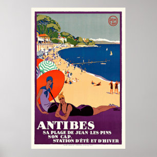 Juan-les-Pinos franceses de Antibes do poster das