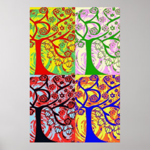 Judaica Hamsa Tree Of Life Sunrise Poster