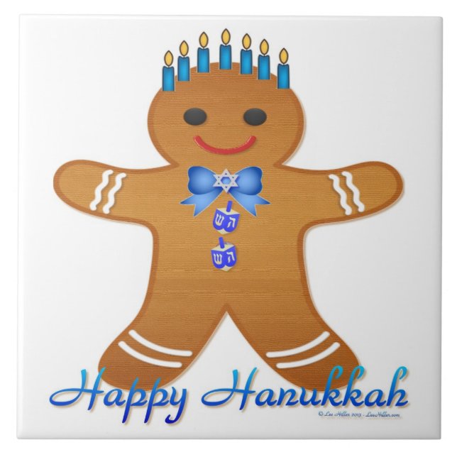 Judaica Hanukkah Gingerpão Man Menorah (Frente)
