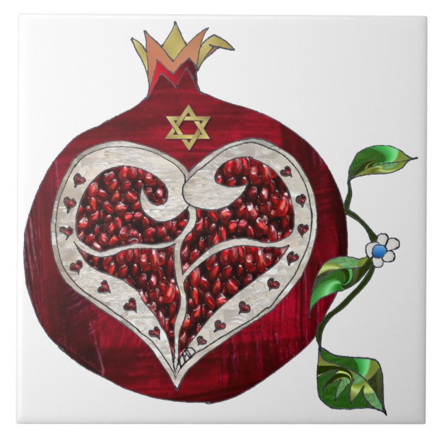 Judaica Pomegranate Heart Hanukkah Rosh Hashanah (Frente)