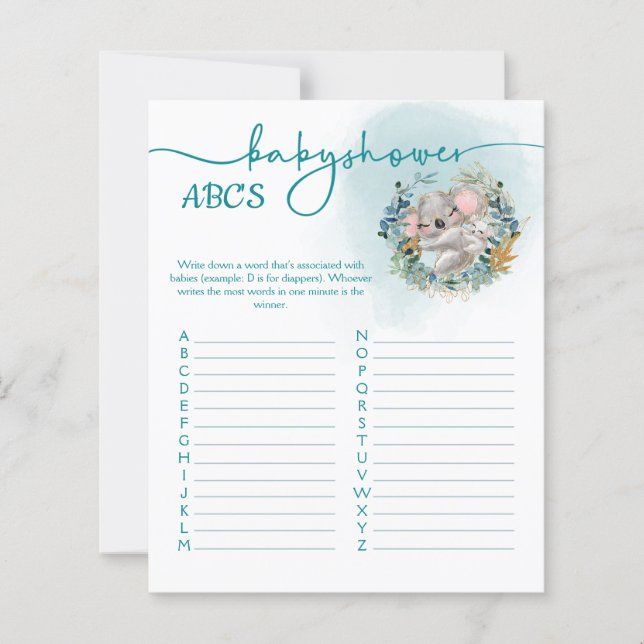 Juego Baby Shower ABC Baby Koala (Frente)