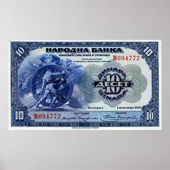 Jugoslávia 10 Dinara Progress Vignette Poster (Frente)