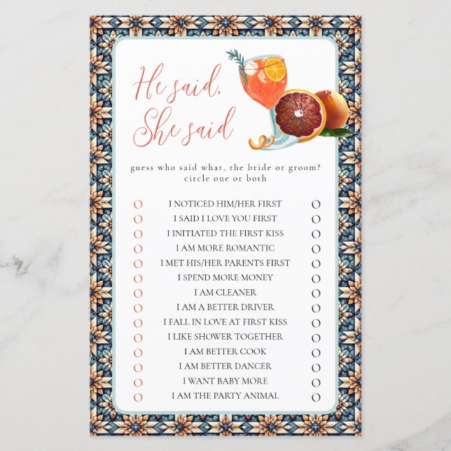 Juicy Orange Spritz Ele Disse, Ela Disse Jogo De C (Frente)