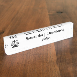Juiz do Tribunal Elegante White Desk Nameplate