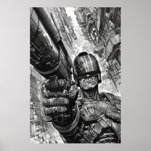 Juíza Dredt com Shotgun - Poster Ficha virtual-Fi
