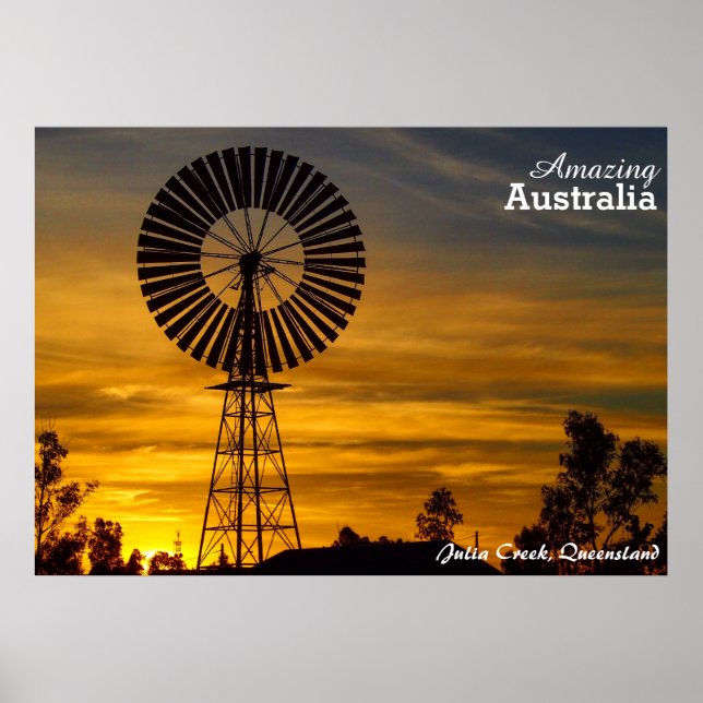 Julia Creek windmill sunset poster (Frente)