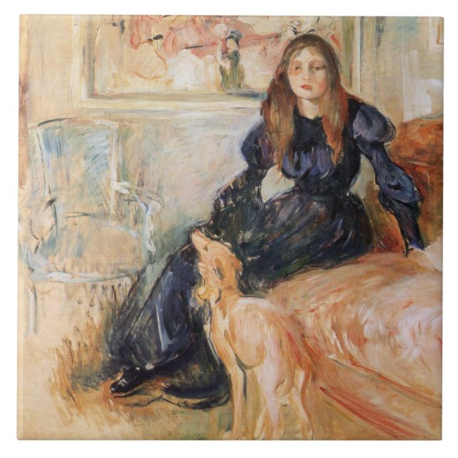 Julie Manet e seu Greyhound (por Berthe Morisot) (Frente)