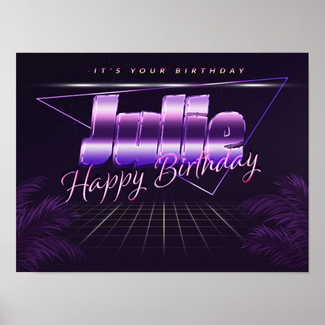Julie Name Vorname lila retro Poster Geburtstag (Frente)