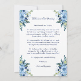 Juliette Blue Wedding Carta de Boas-vindas e Itine