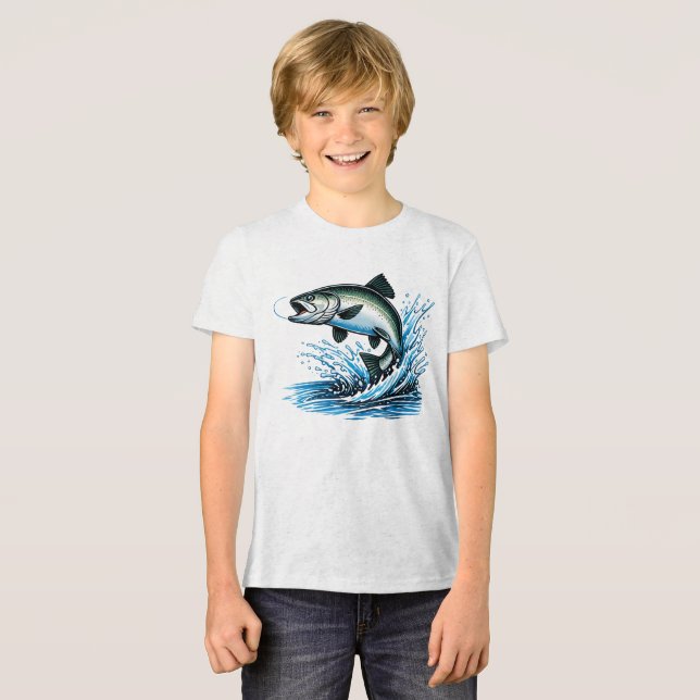 Jumping Salmon Splash Gift for Fisherman Art (Frente Completa)