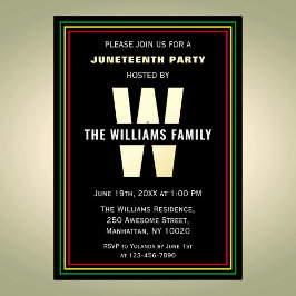 Juneteenth Celebration Party Family Name Monogram
