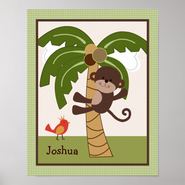 Jungle Pals Monkey Personalized Art Poster (Frente)
