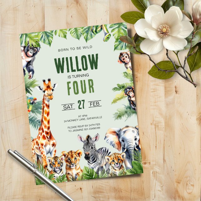 Jungle Safari 4º Convite de Aniversário (Criador carregado)