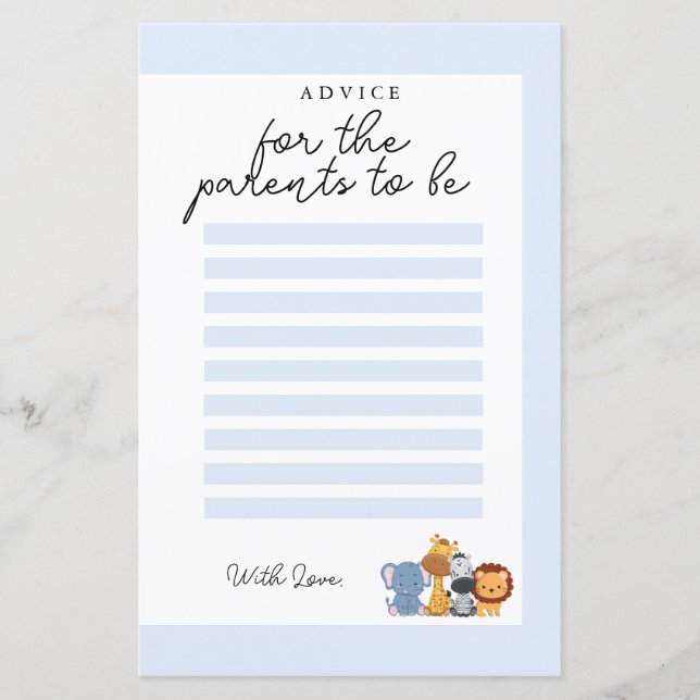 Jungle Wild One Chá de fraldas Advice para os Pais (Frente)