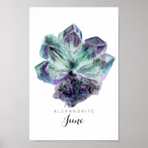 Junho Birthstone - poster da aguarela   do