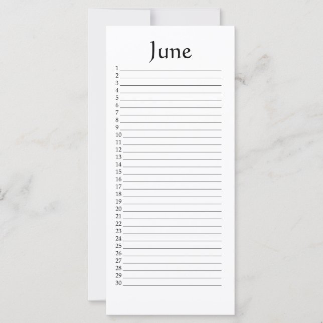 Junho de Calendário Perpétuo (Frente)