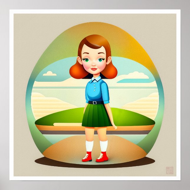 Junior Girl Golfer - Art Impressão (Frente)
