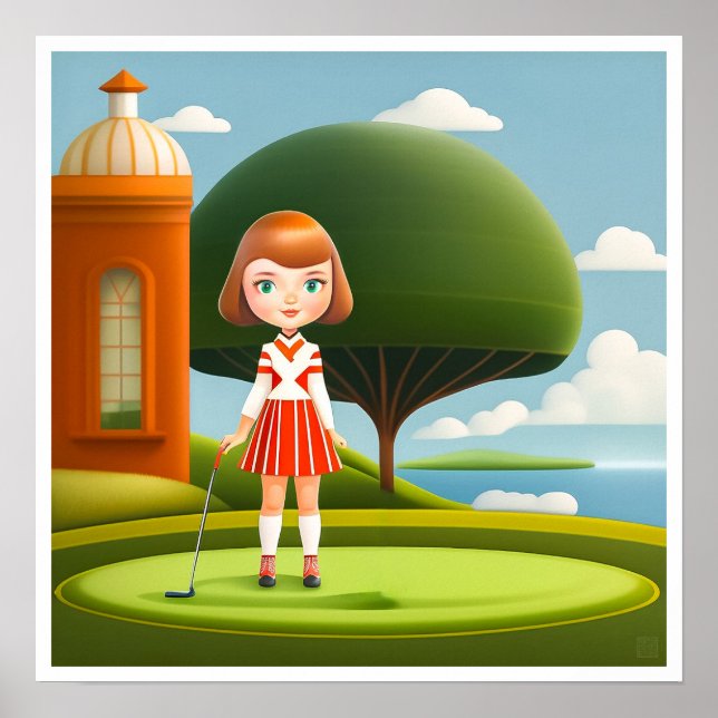 Junior Girl Golfer - Art Impressão (Frente)
