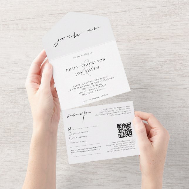 Junte-se a nós, Casamento Branco Negro com Script  (Tearaway)