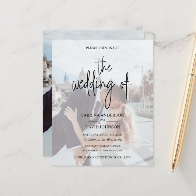 Junte-se a nós para o convite da foto do casamento (Frente/Verso In Situ)