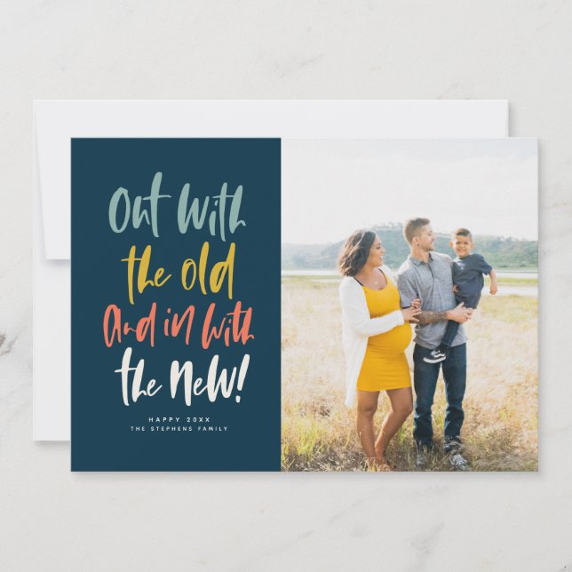 Junto com o novo cartão com fotos feliz ano novo c (Frente)