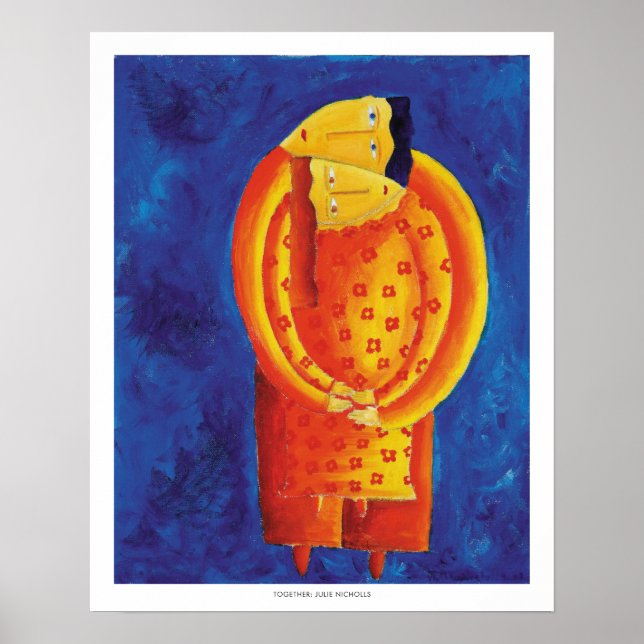 Juntos com Impressão de pintura acrílica contempor (Frente)