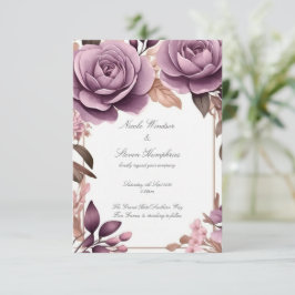Juntos Convite para Casamento Floral de Mauve Fore