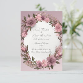 Juntos Convite para Casamento Floral de Mauve Fore
