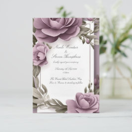 Juntos Convite para Casamento Floral de Mauve Fore