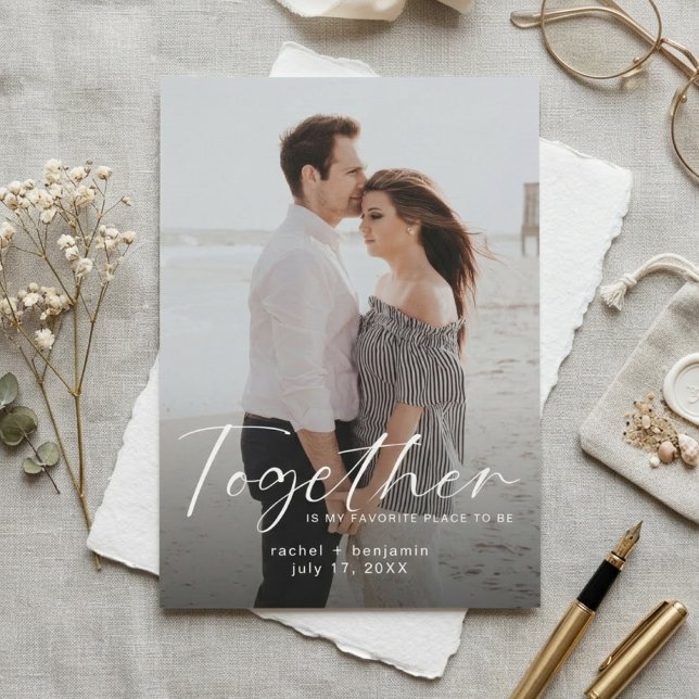 Juntos é meu lugar favorito Foto noivado  (Together is my favorite place to be- Save the date card)