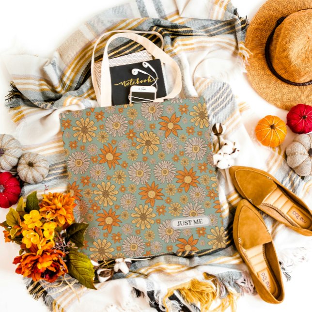 Just Me Floral Blue Aesthetic Tote Bag (Criador carregado)