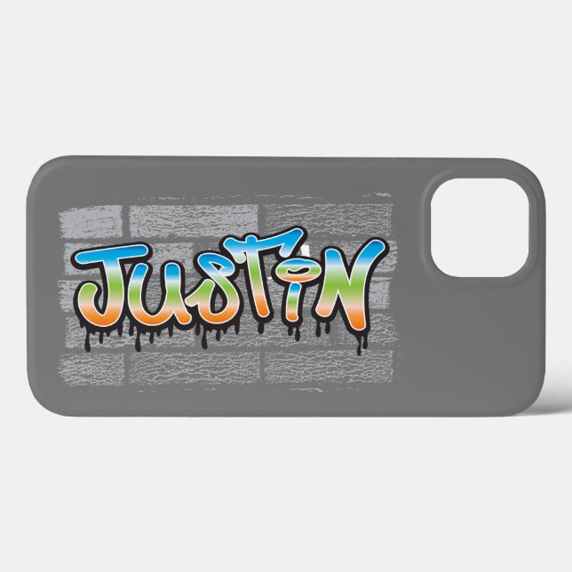 Justin Your Name graffiti Logo Brick Wall Paint (Verso (horizontal))