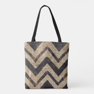 Jute Chevron Tote Bag