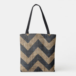 Jute Chevron Tote Bag