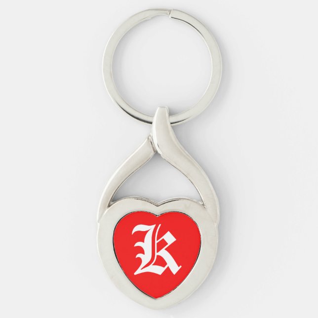 "K" Chaveiro de Coração Vermelho (Frente)