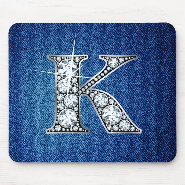 K Faux-"Diamond Bling" em Denim Mousepad (Frente)