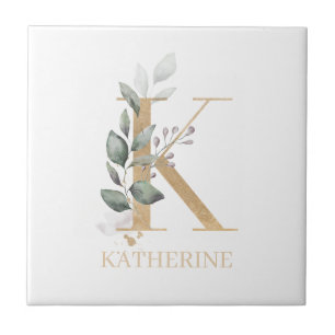 K Monograma Floral Personalizado