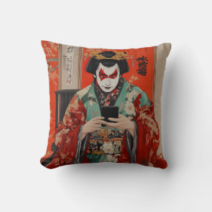 Kabuki e Keitai Almofada Decorativa