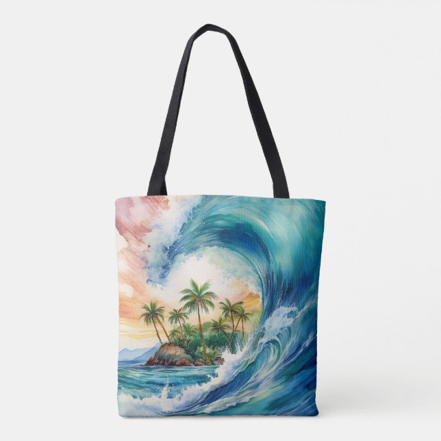 Kai Aloha Motu Watercolor Bolsa de praia (Verso)