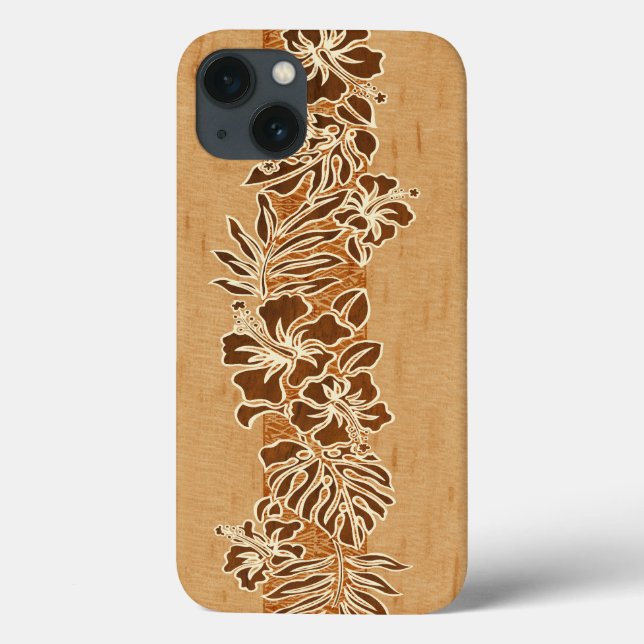 Kalaheo Hawaiian Hibiscus Tapa Faux Koa Wood (Verso)