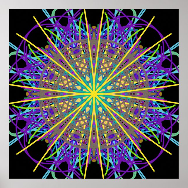 Kaleidoscope Mandala Art Energy Flower Poster (Frente)