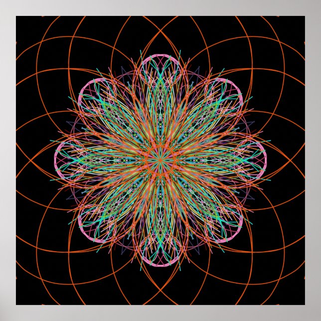 Kaleidoscope Mandala Art Energy Flower Poster (Frente)