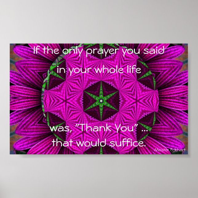 Kaleidoscópico Mandala "Obrigado" Poster (Frente)