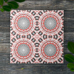 Kaleidoscópio Mosaico Colorido Padrão Chic Boho<br><div class="desc">Design de azulejo de cerâmica moderna única,  apresentando um padrão geométrico sem costura em tons de vermelho,  branco e cinza.</div>