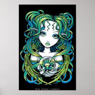 "Kallan" Green Lotus Water Poster