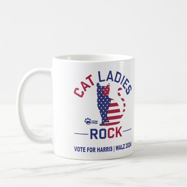 KAMALA HARRIS CAT LADIES ROCK! Caneca (Esquerda)