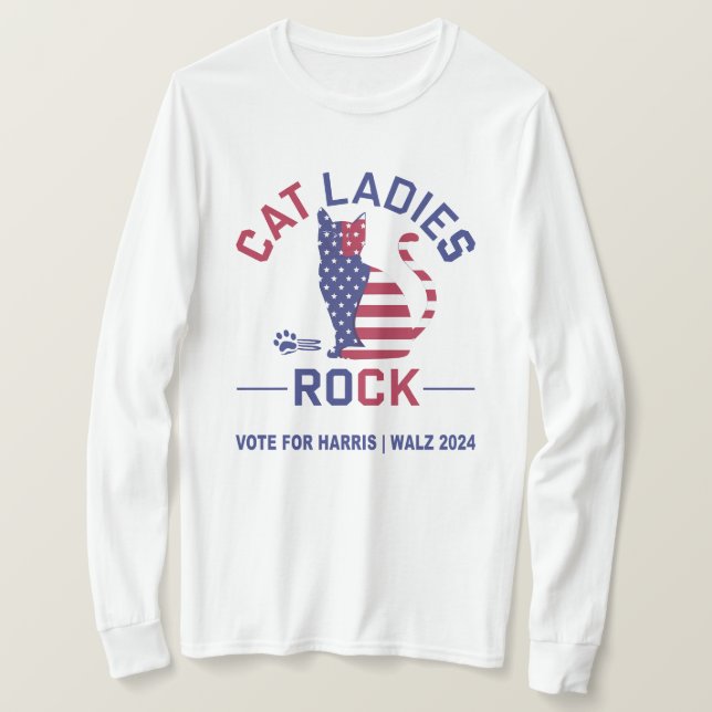 KAMALA HARRIS - GATOS LADIS ROCK! Camiseta com Man (Frente do Design)