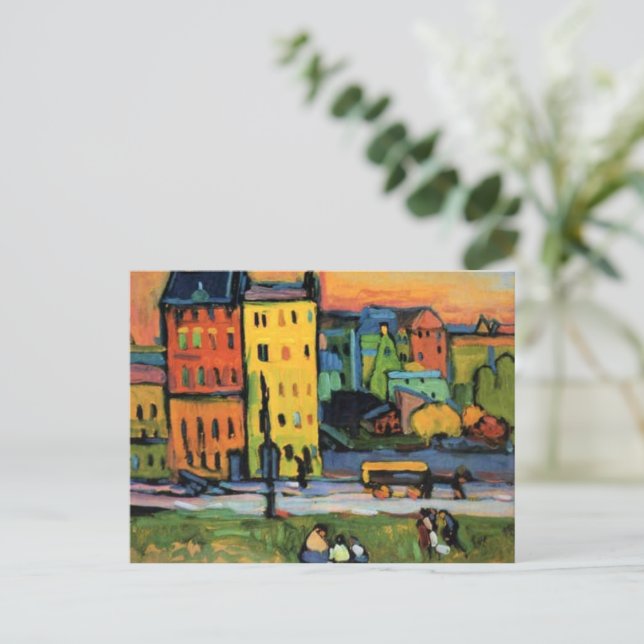 Kandinsky - Casas em Munique Cartão Postal (Em pé/Frente)